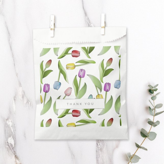 Thank You Modern Colourful Tulip Floral Favour Bag (Creator Uploaded)