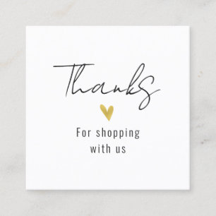 Thank You Modern Gold Heart Square Business Card