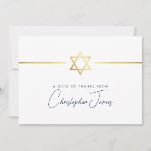 THANK YOU modern gold jewish star navy blue