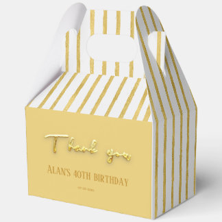 Thank you Modern golden stripes 40th birthday Favour Box