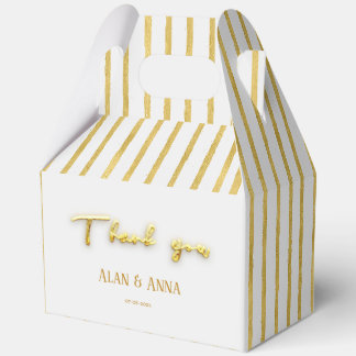 Thank you Modern golden stripes Luxury Wreath Favour Box