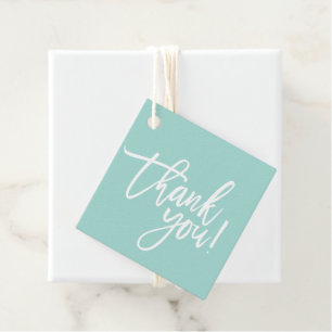 THANK YOU modern hand lettered white type mint Favour Tags