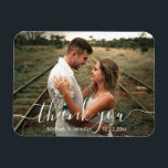 thank you modern handwriting wedding photo magnet<br><div class="desc">elegant thank you modern calligraphy wedding photo magnet, custom.</div>