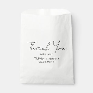 Thank You Modern Handwriting White Wedding Favour Bag
