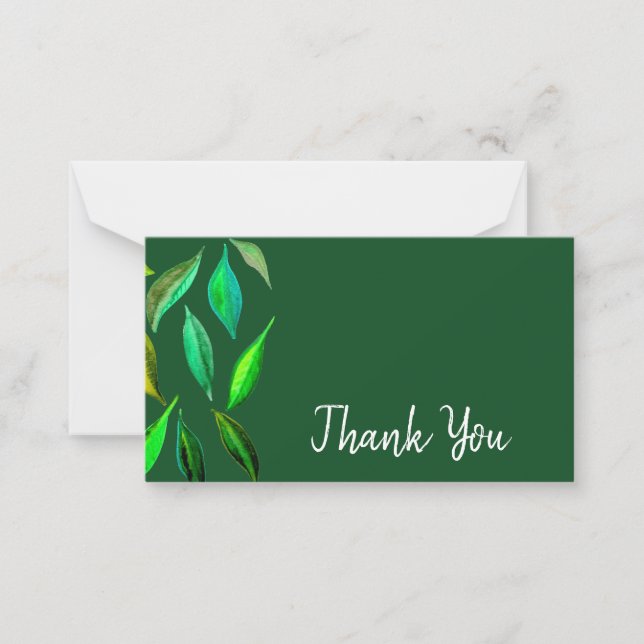 Thank You modern leaf watercolor art Card (Front)