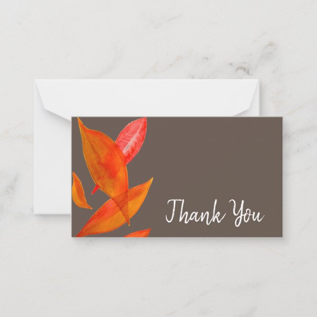 Thank You modern leaf watercolor art Card (Front)