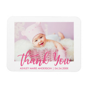 Thank You Modern New Baby Hot Pink Magnet