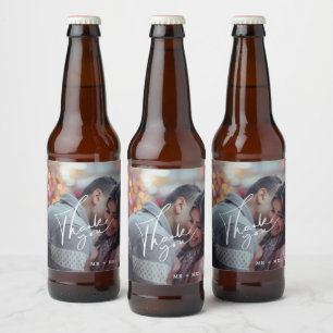Thank You Modern Photo Wedding Beer Bottle Label