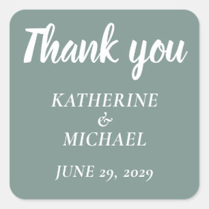 Thank You Modern Sage Wedding Stickers