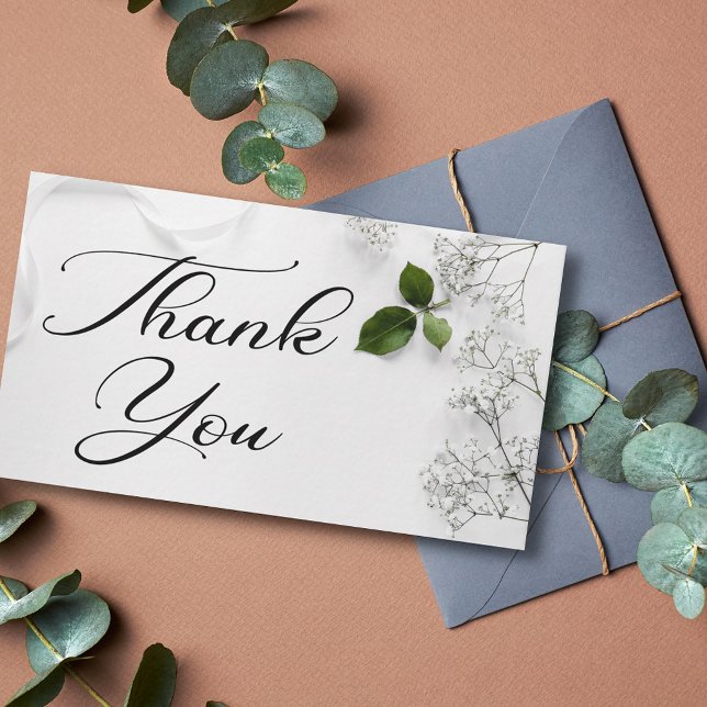 thank you, modern script botanical wedding card (Creator Uploaded)