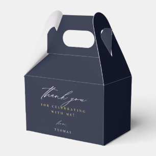 Thank You Modern Script Navy Blue Favour Box