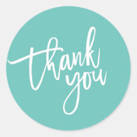 THANK YOU modern script type packaging mint green