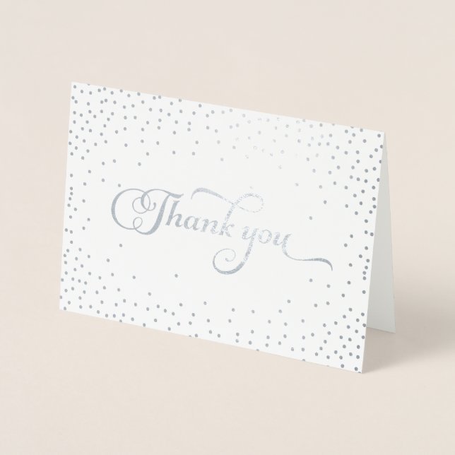 Thank You Modern Silver Foil Confetti Dots Foil Card (Front)