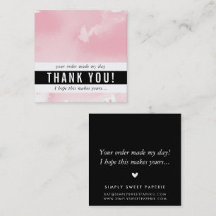 THANK YOU modern simple bold watercolor pale pink Square Business Card
