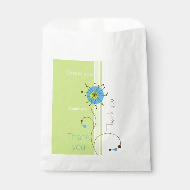 Thank You Modern Simple Flower Green Favour Bag (Front)