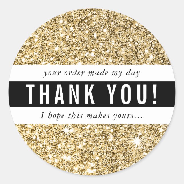 THANK YOU modern simple glam luxe gold glitter Classic Round Sticker (Front)