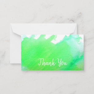 Thank You modern simple green watercolor art Card
