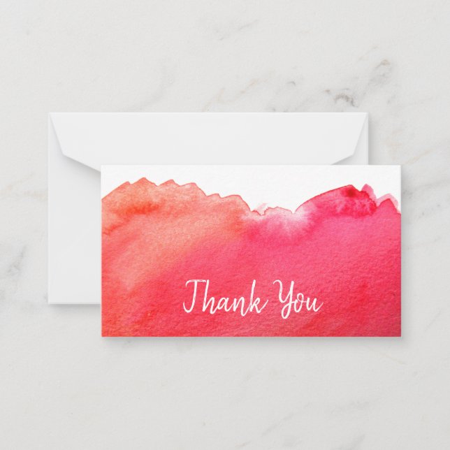 Thank You modern simple red watercolor art Card (Front)