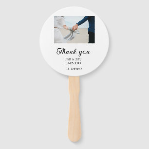 Thank you modern simple wedding couple name messag hand fan