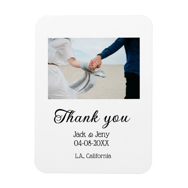 Thank you modern simple wedding couple name messag magnet (Vertical)