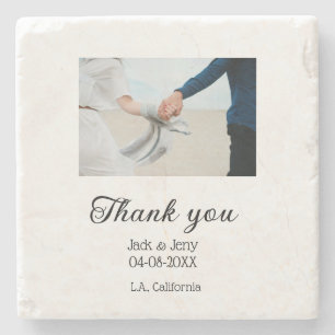 Thank you modern simple wedding couple name messag stone coaster
