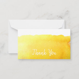 Thank You modern simple yellow watercolor art Card