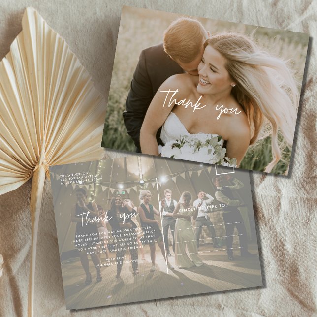 Thank You Modern Wedding Photo Postcards (Creator Uploaded)