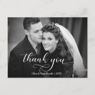 Thank You Modern Wedding Postcard   Elegant Script