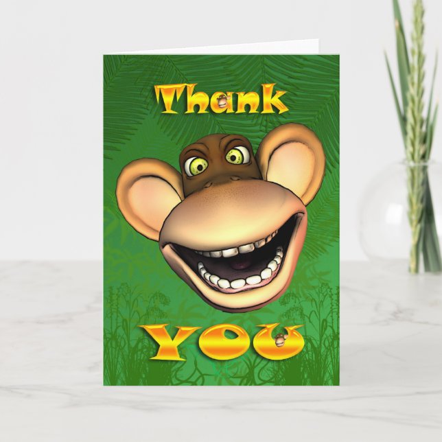 Thank you monkey face, happy jolly card (Front)
