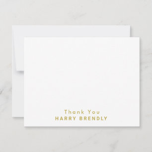 Thank You Monogram Name White Flat Note Card