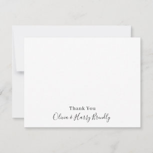Thank You Monogram Name White Flat Note Card