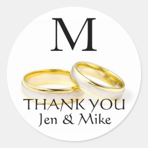 Thank You Monogram Names Wedding Favour Stickers