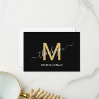 Thank you monogram script black gold