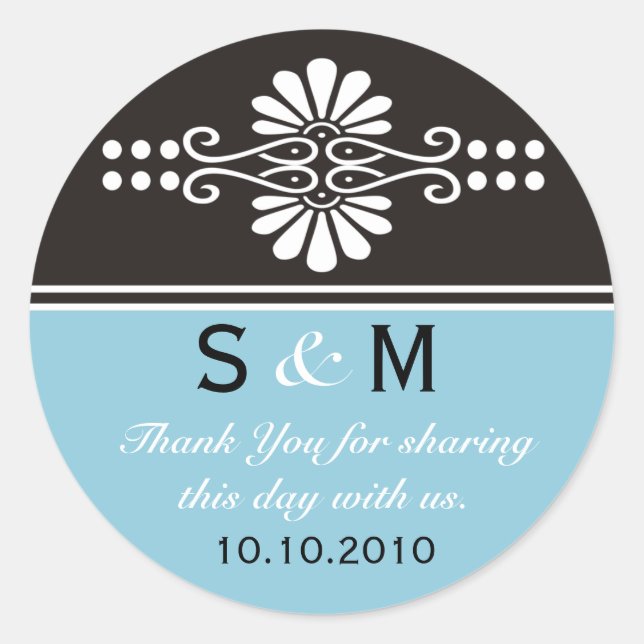 Thank You Monogram Wedding Favour Labels (Front)