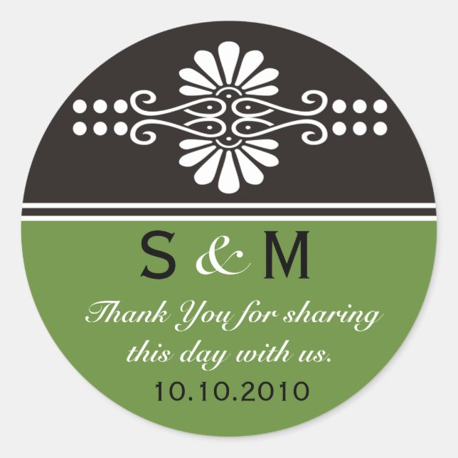 Thank You Monogram Wedding Favour Labels (Front)