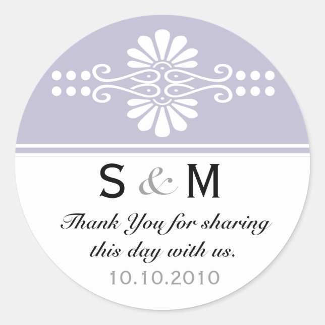 Thank You Monogram Wedding Favour Labels (Front)