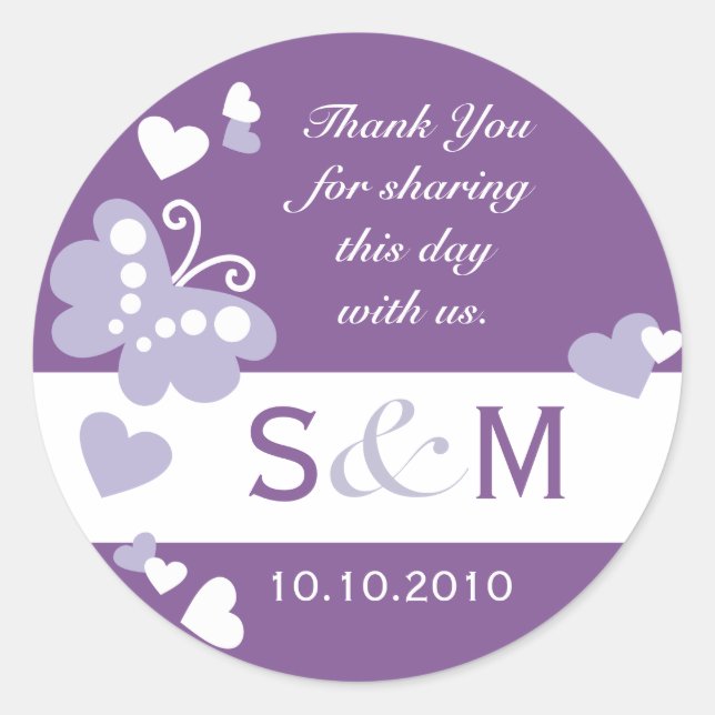 Thank You Monogram Wedding Favour Labels (Front)