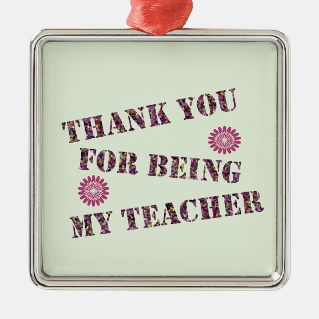 Thank You Mosaic Holiday Teacher Appreciation Metal Ornament (Front)