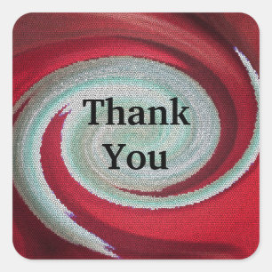 Thank You Mosaic Red and Green Spiral Appreciation Square Sticker