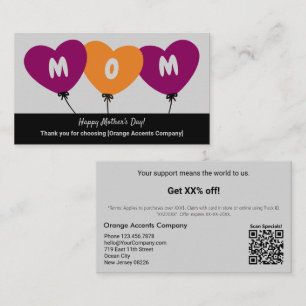 Thank You! Mother's Day 3 Balloons Discount Card