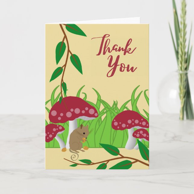 Thank You Mouse Under a Toadstool Illustration Card (Front)