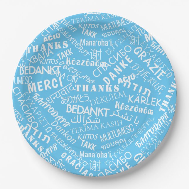 Thank You ! - Multi Language - International World Paper Plate (Front)