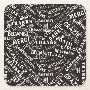 Thank You ! - Multi Language - International World Square Paper Coaster