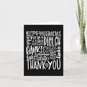Thank You Multi Language White Text on Black Card