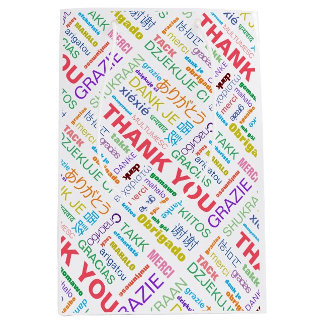 Thank You Multicolor Multilingual Medium Gift Bag (Front)