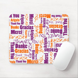 Thank You Multilingual Typography Word Collage Mouse Pad