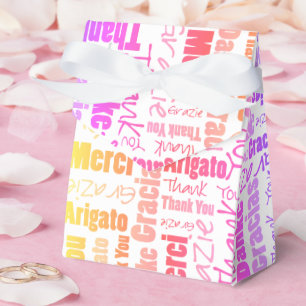 Thank You Multilingual Word Collage Rainbow Colour Favour Box