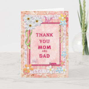 Thank you mum and dad, flowers craft card