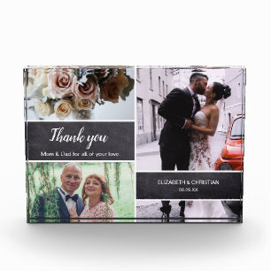 Thank you Mum and Dad Wedding Photo Collage gift Block