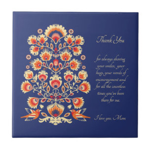 Thank you Mum customisable Folklore Ceramic Tile